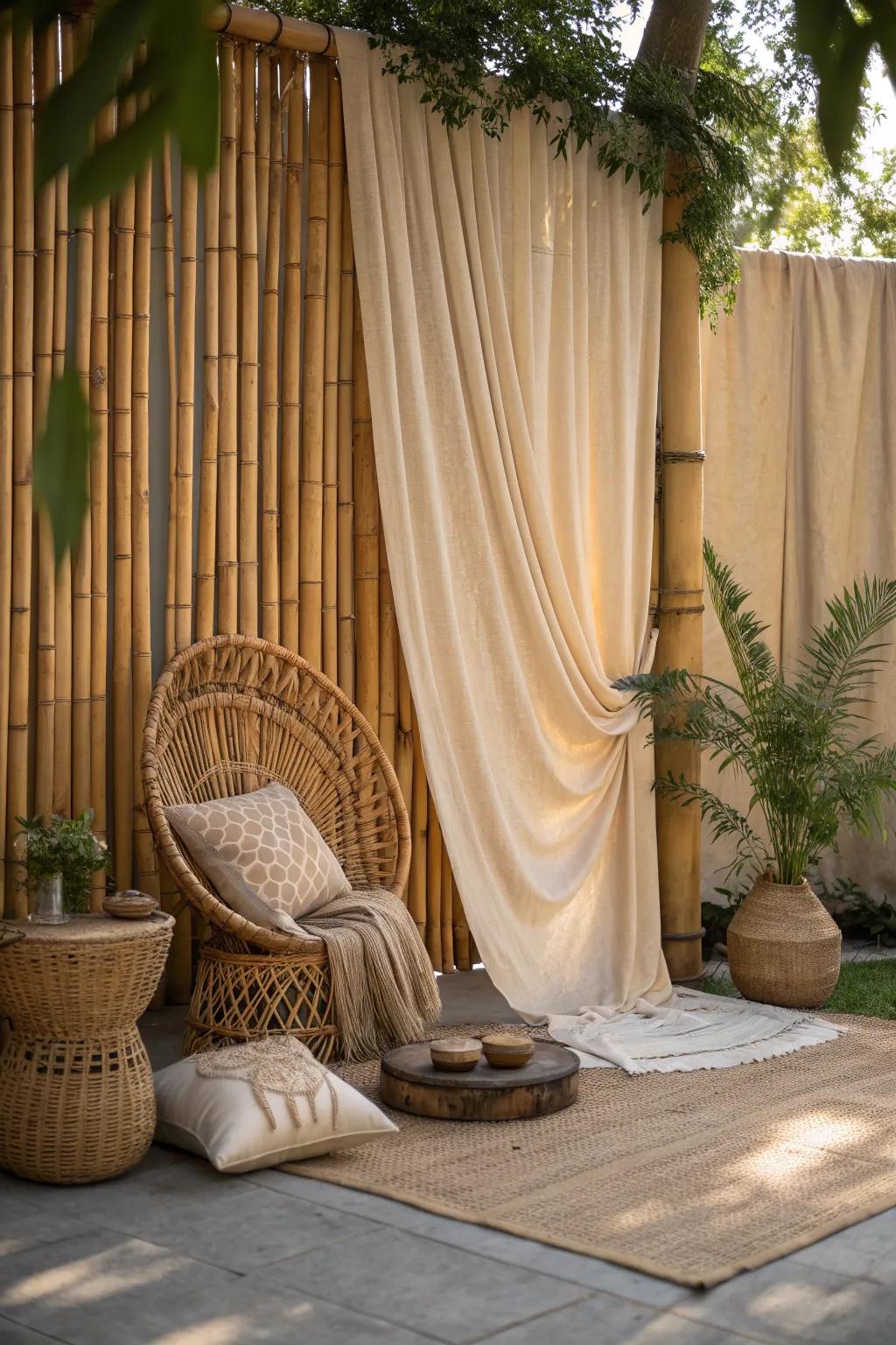 Bring a touch of nature indoors with bamboo drapes that offer serenity and style.