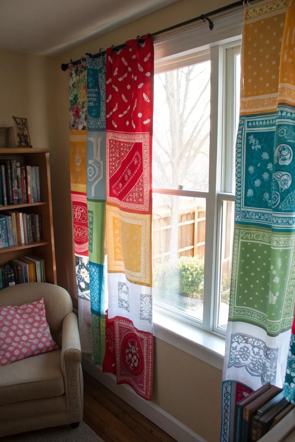 Bandana curtains bring a playful splash of color to your windows.
