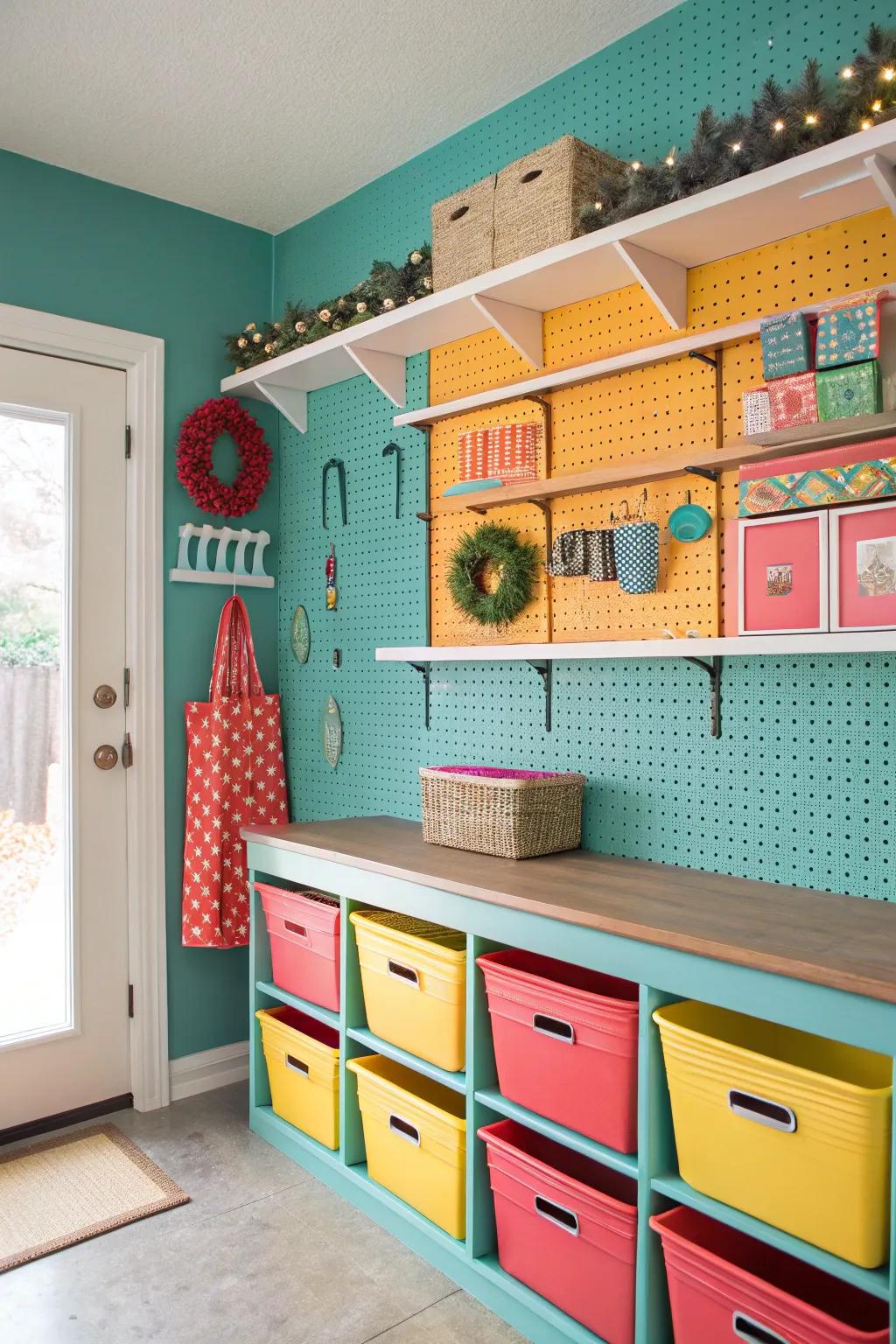 Adaptable and efficient, a pegboard keeps your storage area flexible.