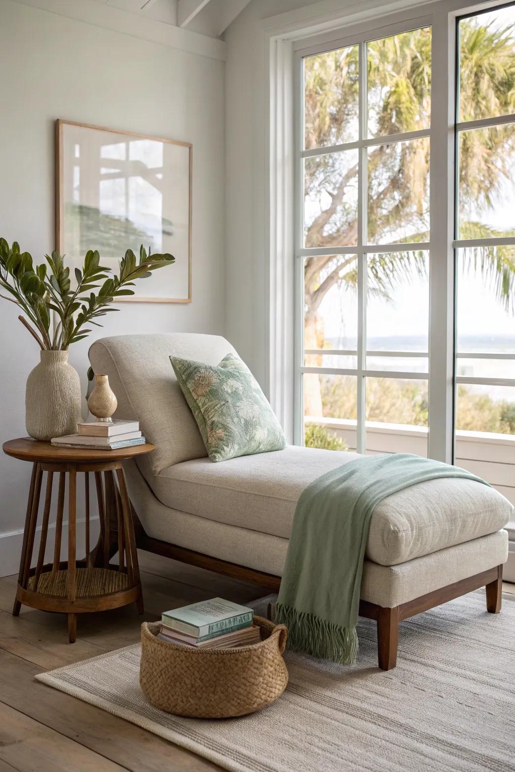 Find your perfect reading nook with a cozy seating area that invites relaxation.