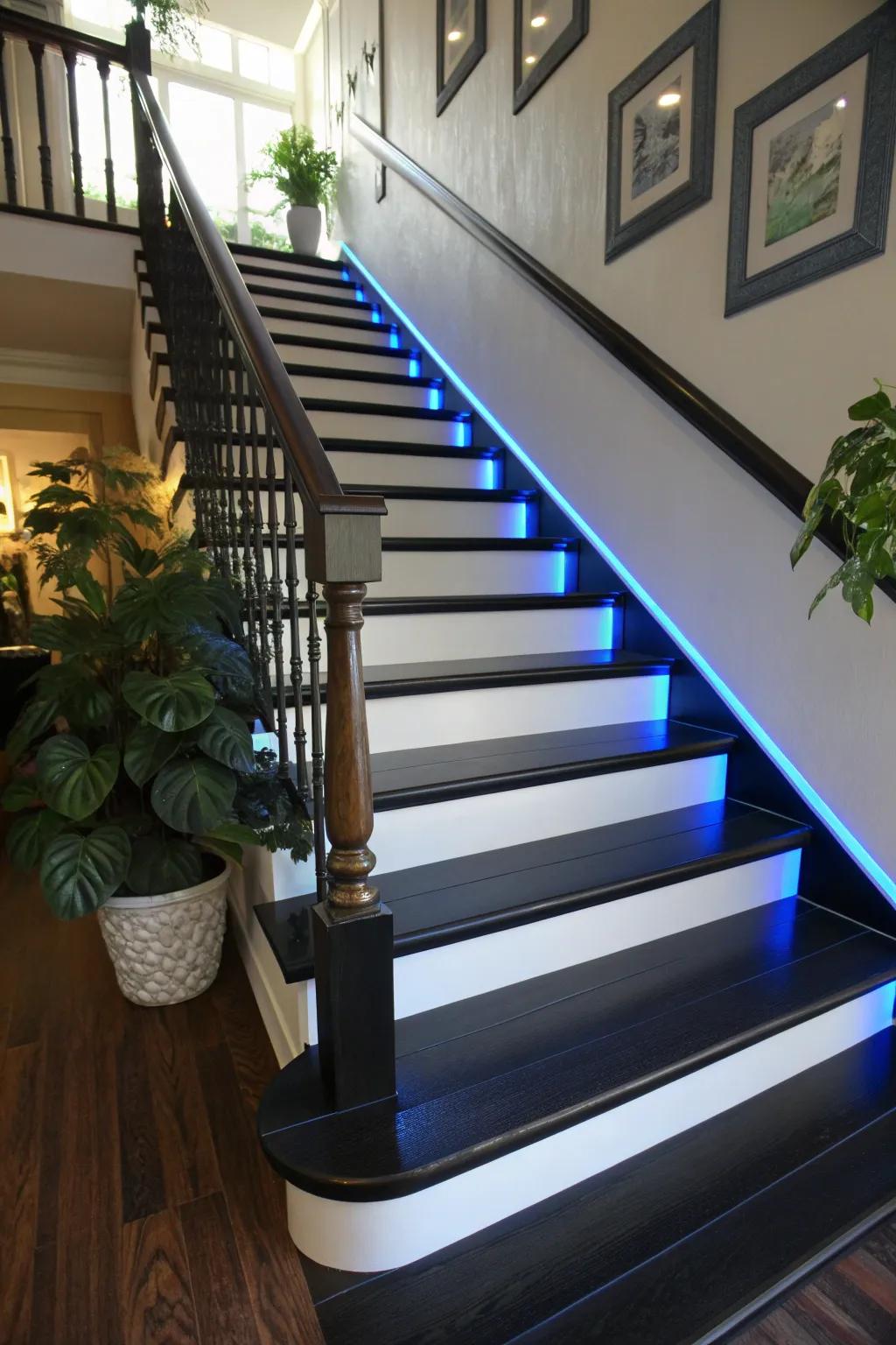 Timeless elegance is achieved with the classic black and white combination.