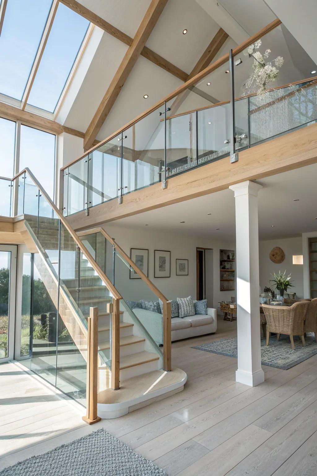 Feel the freedom of open spaces with glass balustrades that blend safety and elegance.