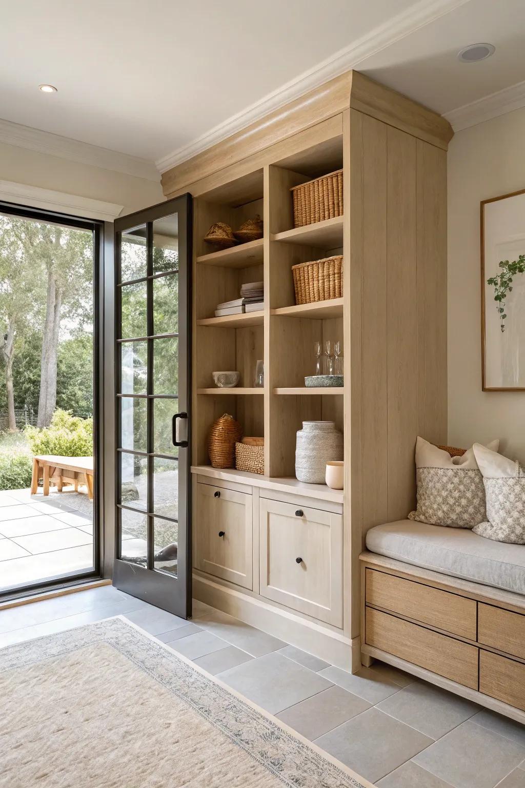 Smart storage solutions keep spaces tidy and stylish, blending form and function.