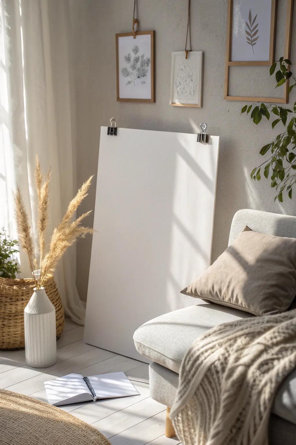 Keep it clean and simple with posters mounted on foam boards for unobtrusive elegance.