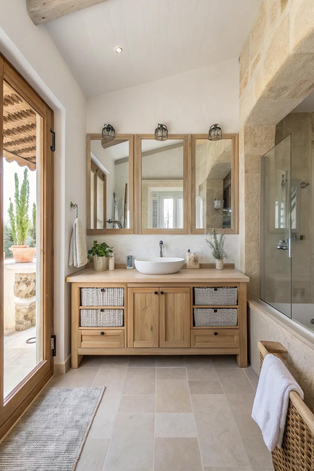 Achieve a spa-like ambiance in your bathroom with mirror cabinets that enhance both storage and style.