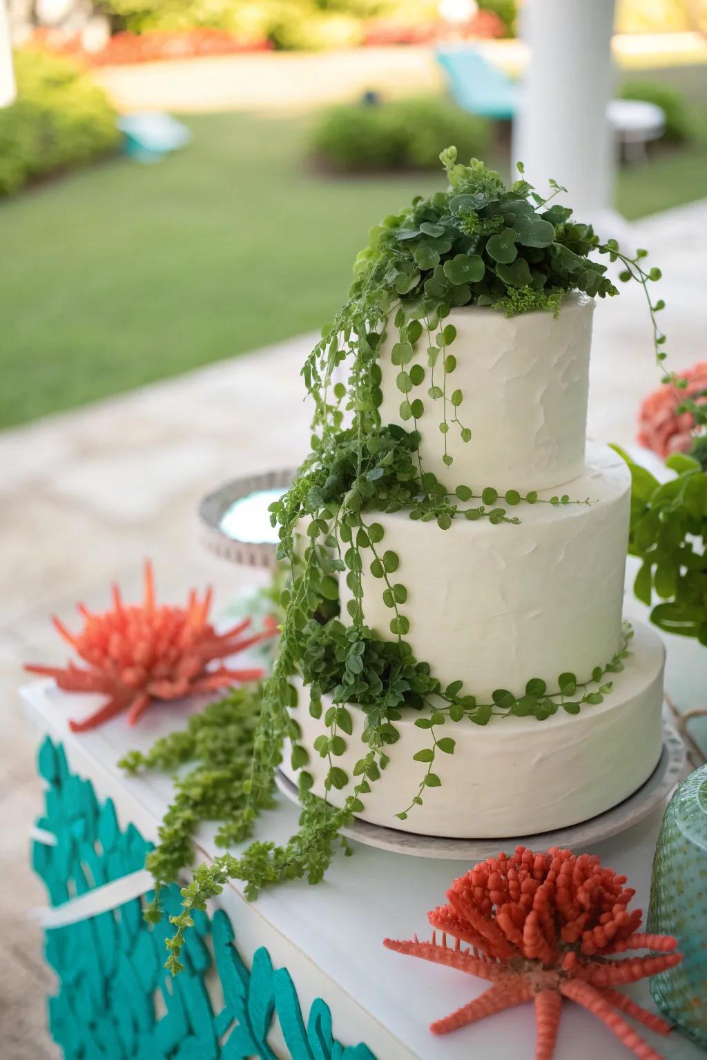 Immerse your wedding in nature with a greenery cake topper that feels fresh and vibrant.