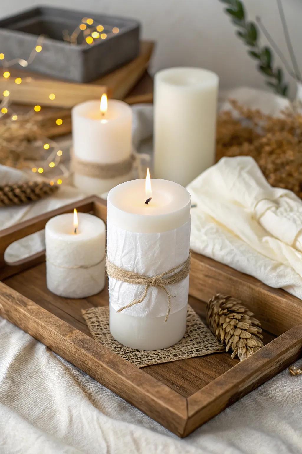 Ensure your candles survive the off-season with tissue paper protection.