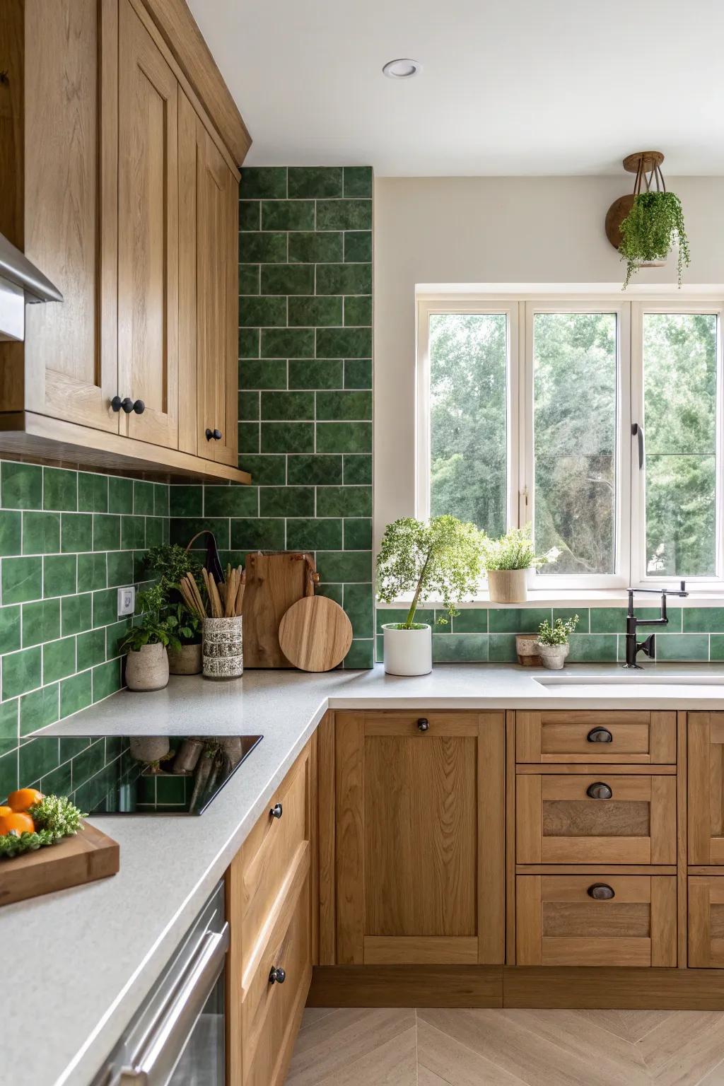A green backsplash is the perfect way to add color and cohesion to your kitchen.
