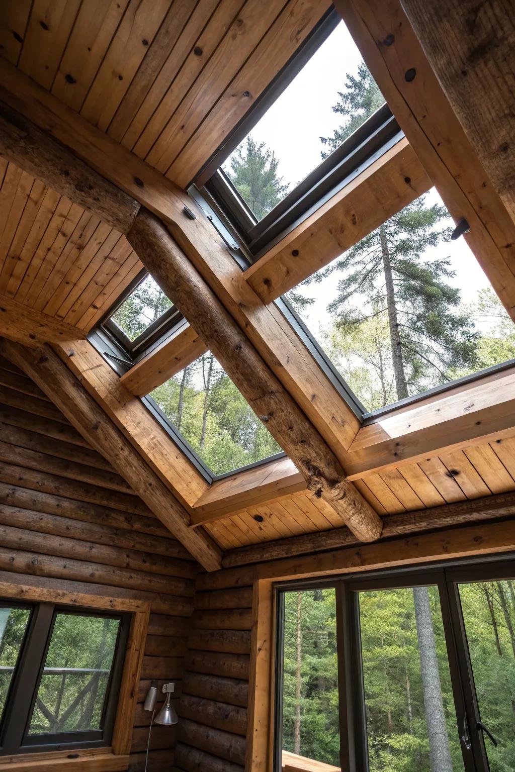 Skylights brighten your cabin with natural light, offering a glimpse of the sky above.