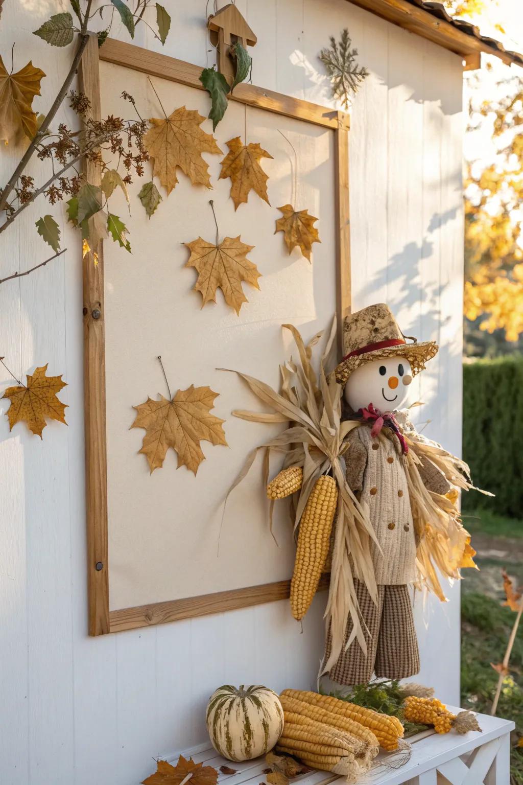 Natural textures bring authenticity and depth to your scarecrow bulletin board. 🍂 #NatureInspired