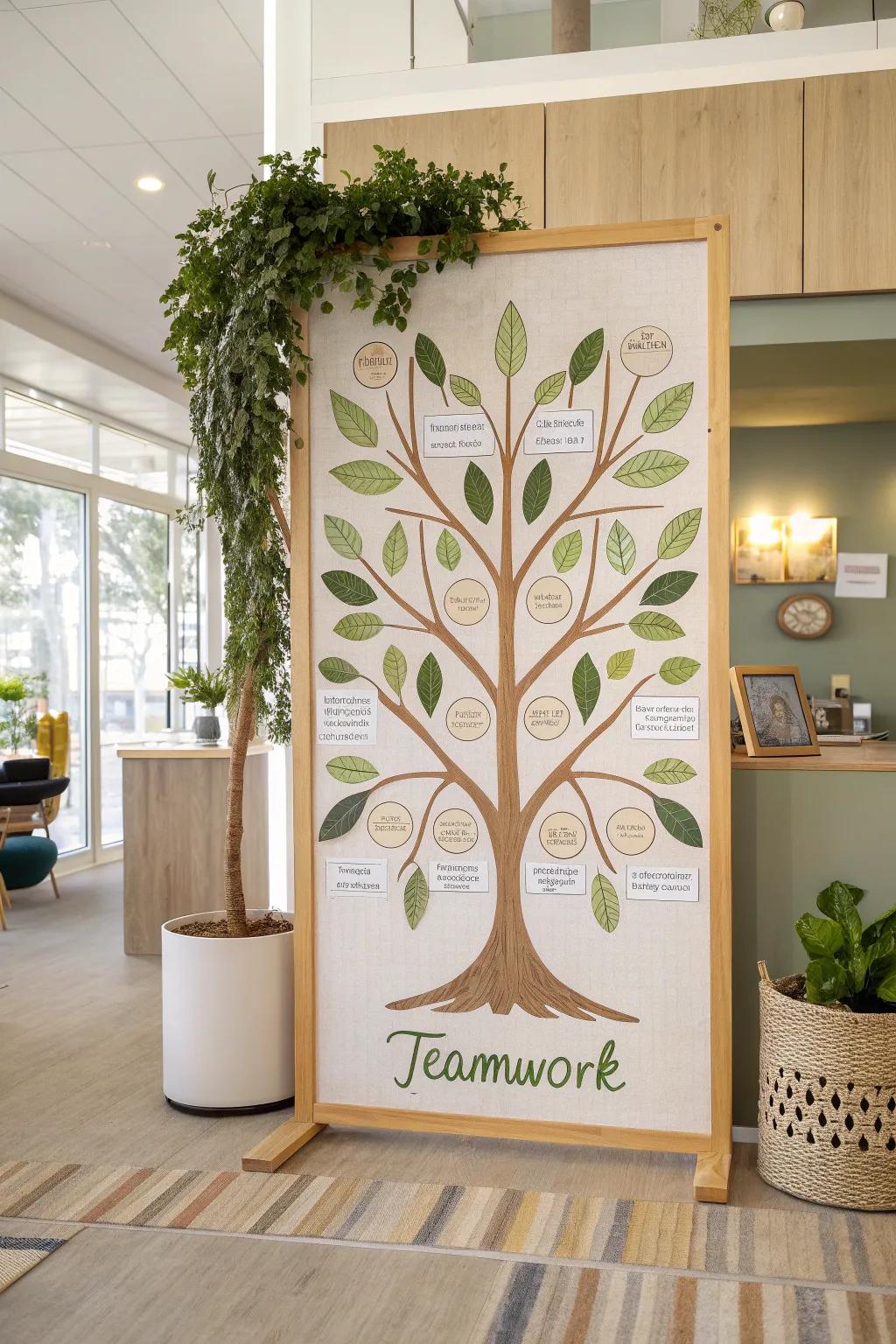 Celebrate the power of collaboration with a teamwork tree that showcases your team's achievements. 🌳 #TeamSuccess #Collaboration #WorkplaceInnovation