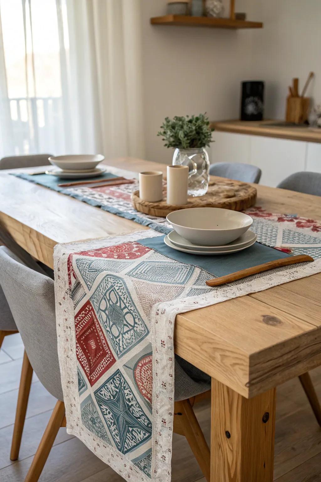 A bandana table runner adds charm and character to your dining experience.