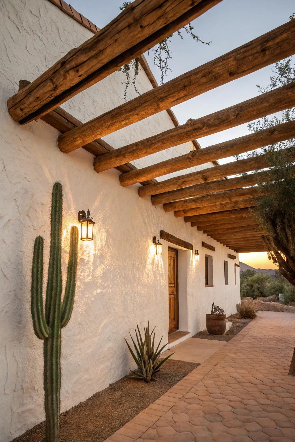 Infuse southwestern charm with viga tail accents. 🌵 #SouthwesternStyle #DesertOasis #HomeDecor