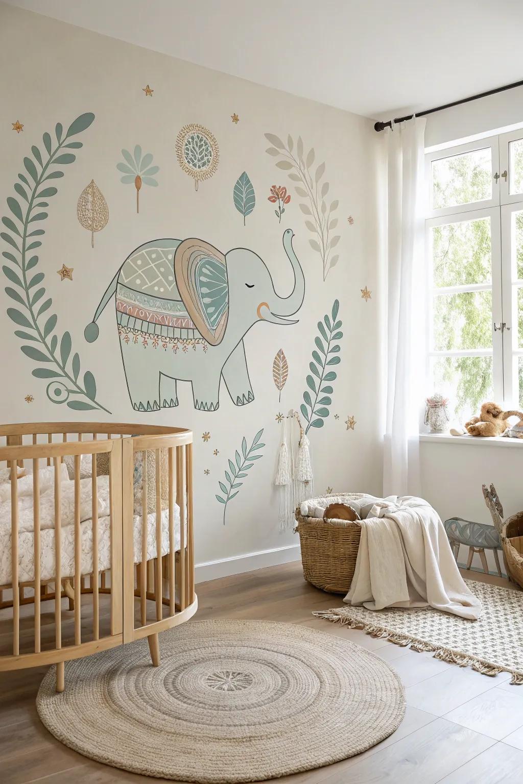 Effortless elegance with elephant wall decals that bring the theme to life. 🐘 #WallArt #BabyShowerDecor