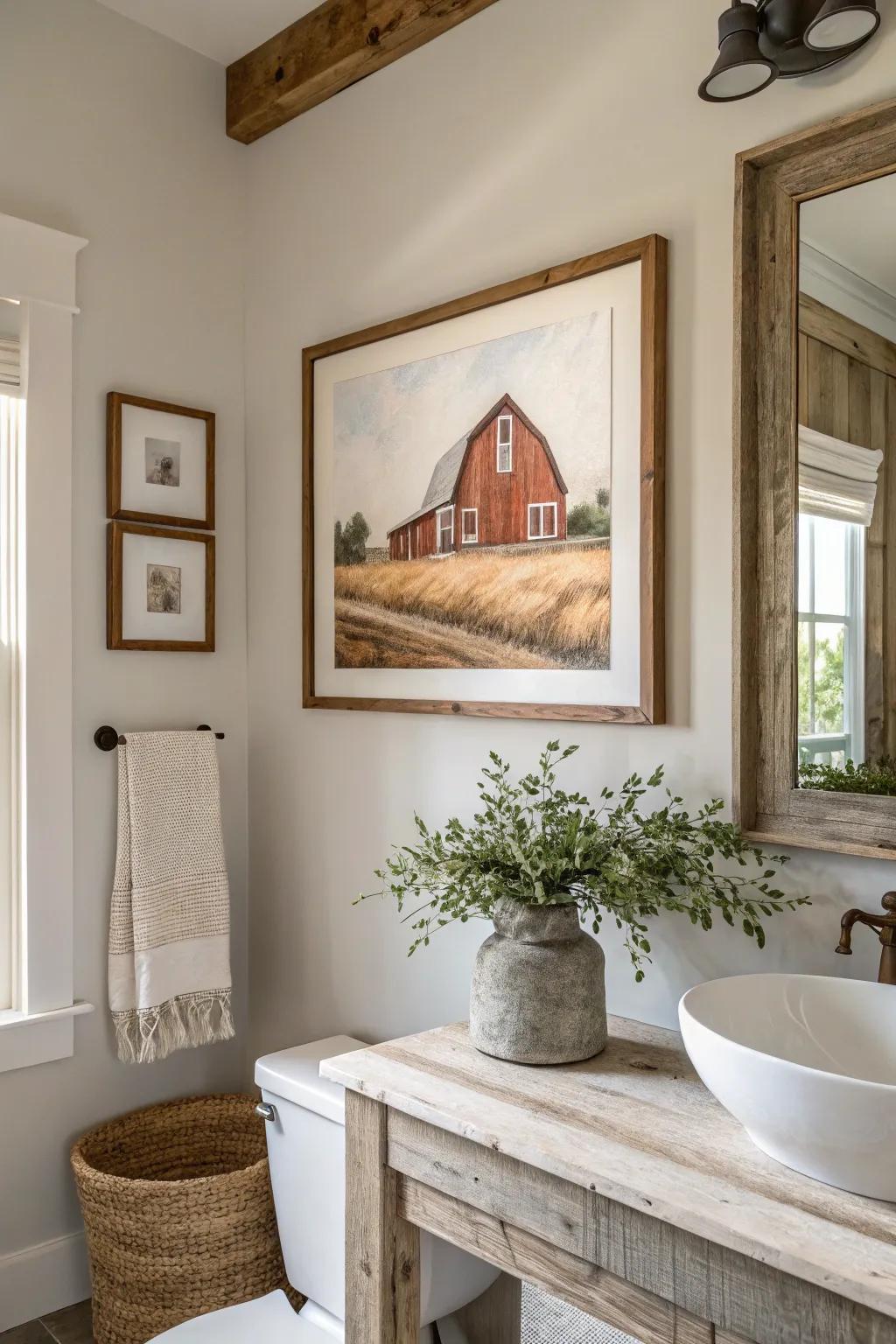 Rustic art pieces add personality and warmth. 🎨 #FarmhouseArt #HomeDecor