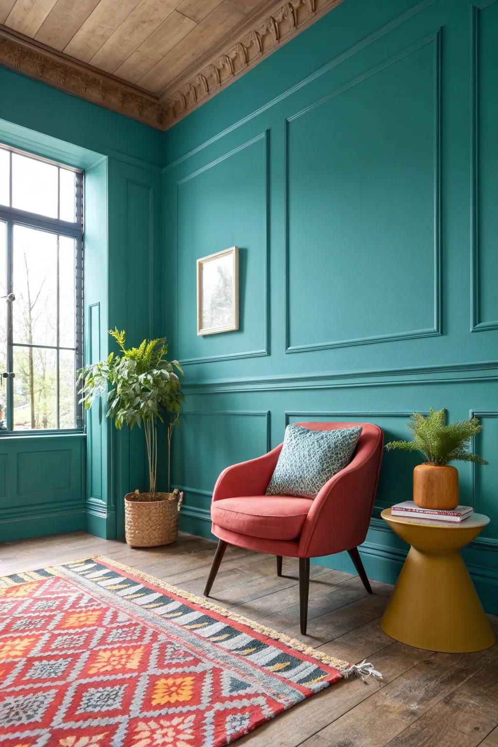 Achieve a seamless and spacious look by matching your moldings to your wall color.