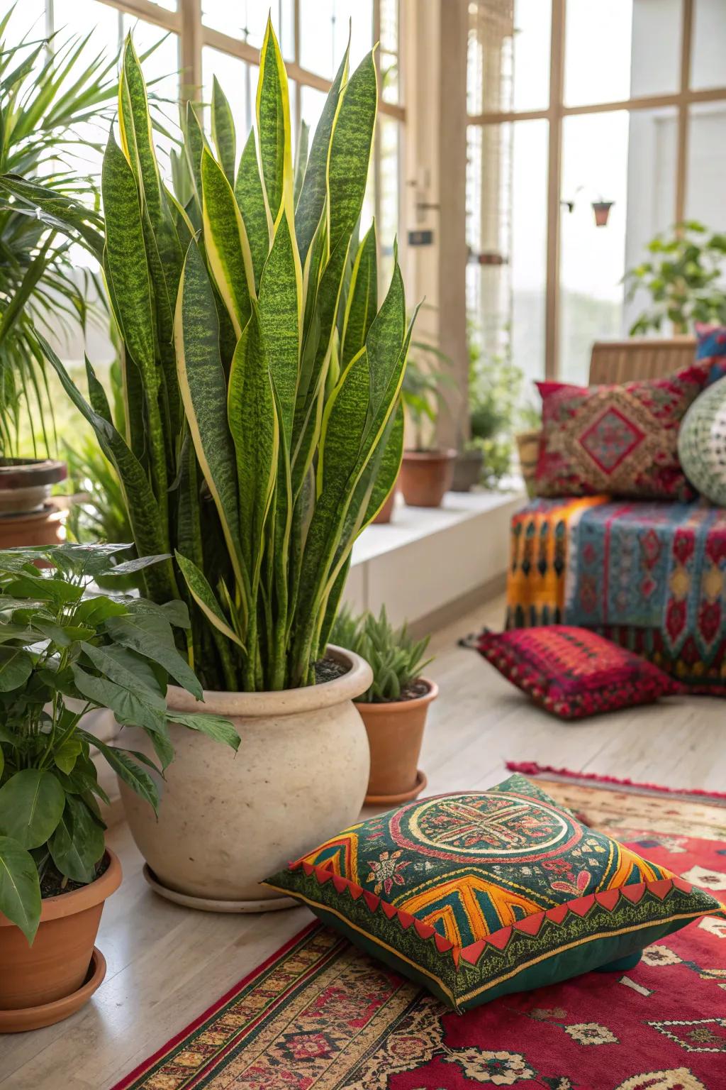 Breathe life into your decor with indoor greenery that complements vibrant colors. 🌿 #GreenLiving #DecorIdeas #PlantLove