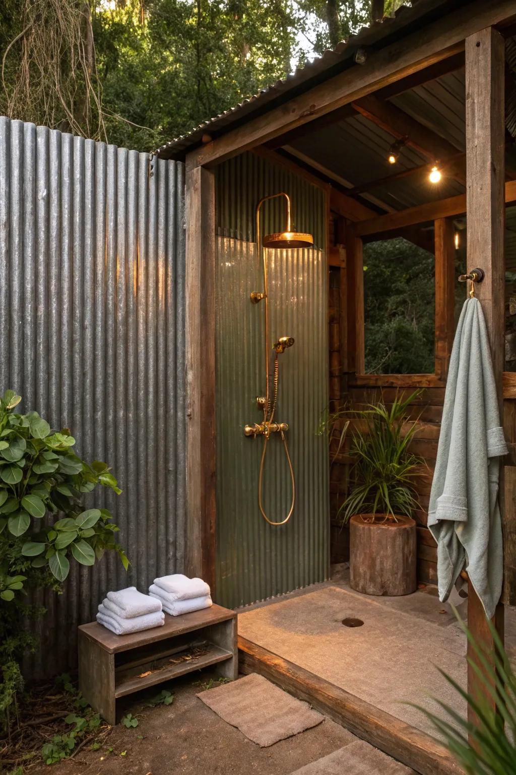 Refined rustic elegance comes to life with delicate lighting and sophisticated fixtures. #ChicBathroom #RusticCharm