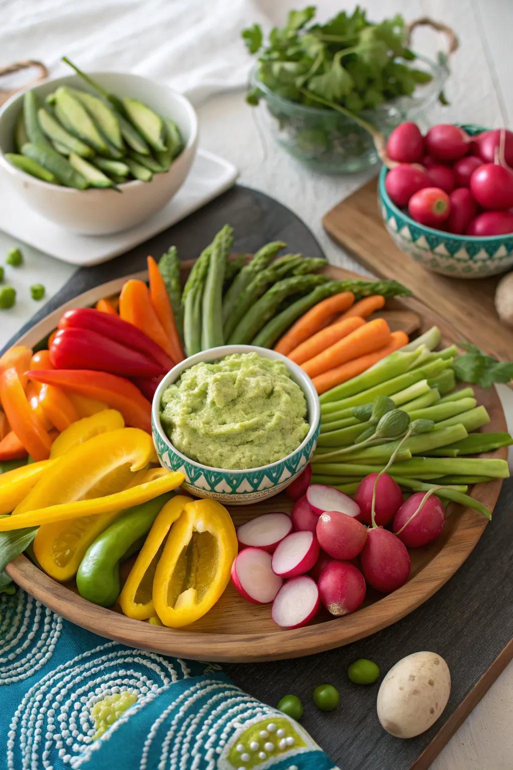 Bring a rainbow of colors to your table with a vibrant crudités platter. 🥕🥒 #HealthyEats #EasterVeggies