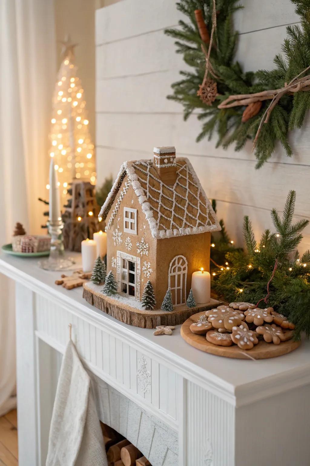 Create a festive focal point with a gingerbread mantle display that captivates and delights.