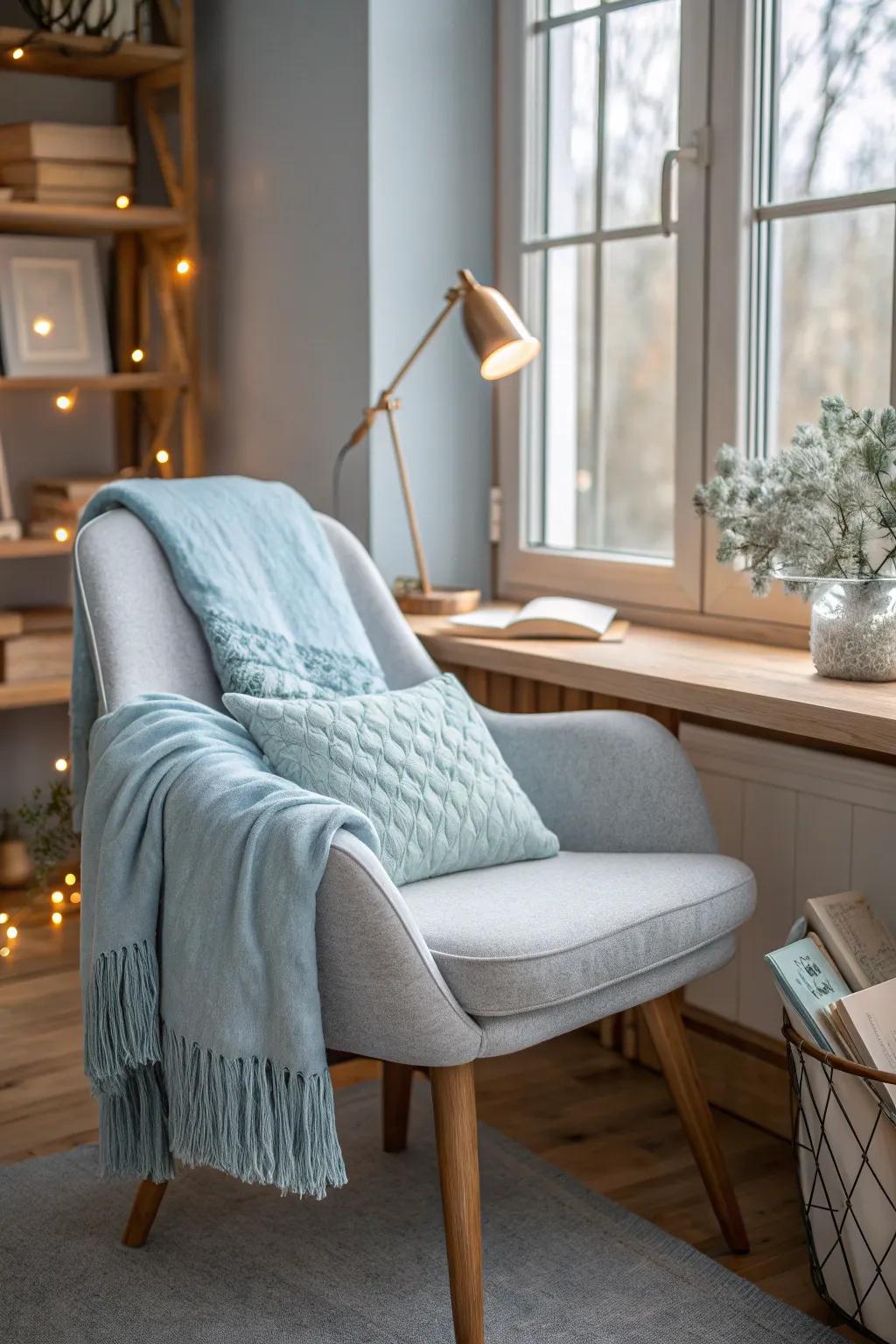 Soft textiles add warmth and comfort to your workspace.