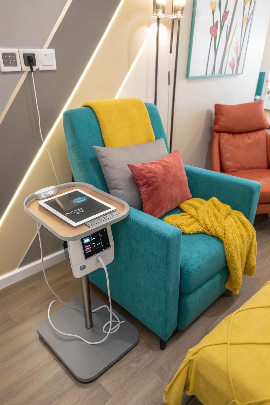 Stay connected with tech-friendly features in your nursing space.