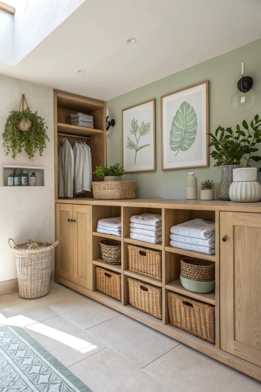 Turn a functional space into a cozy haven with art and greenery. 🌿🖼️ #HomeDecor #CozySpaces