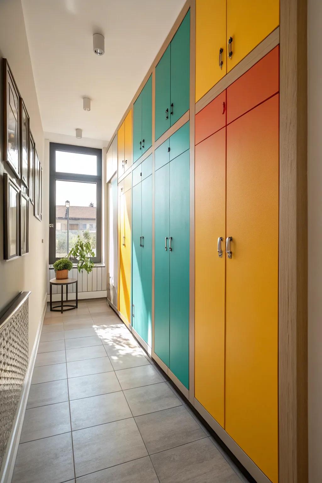 Utilize hallway space efficiently with wall cabinets that offer hidden storage and sleek design.