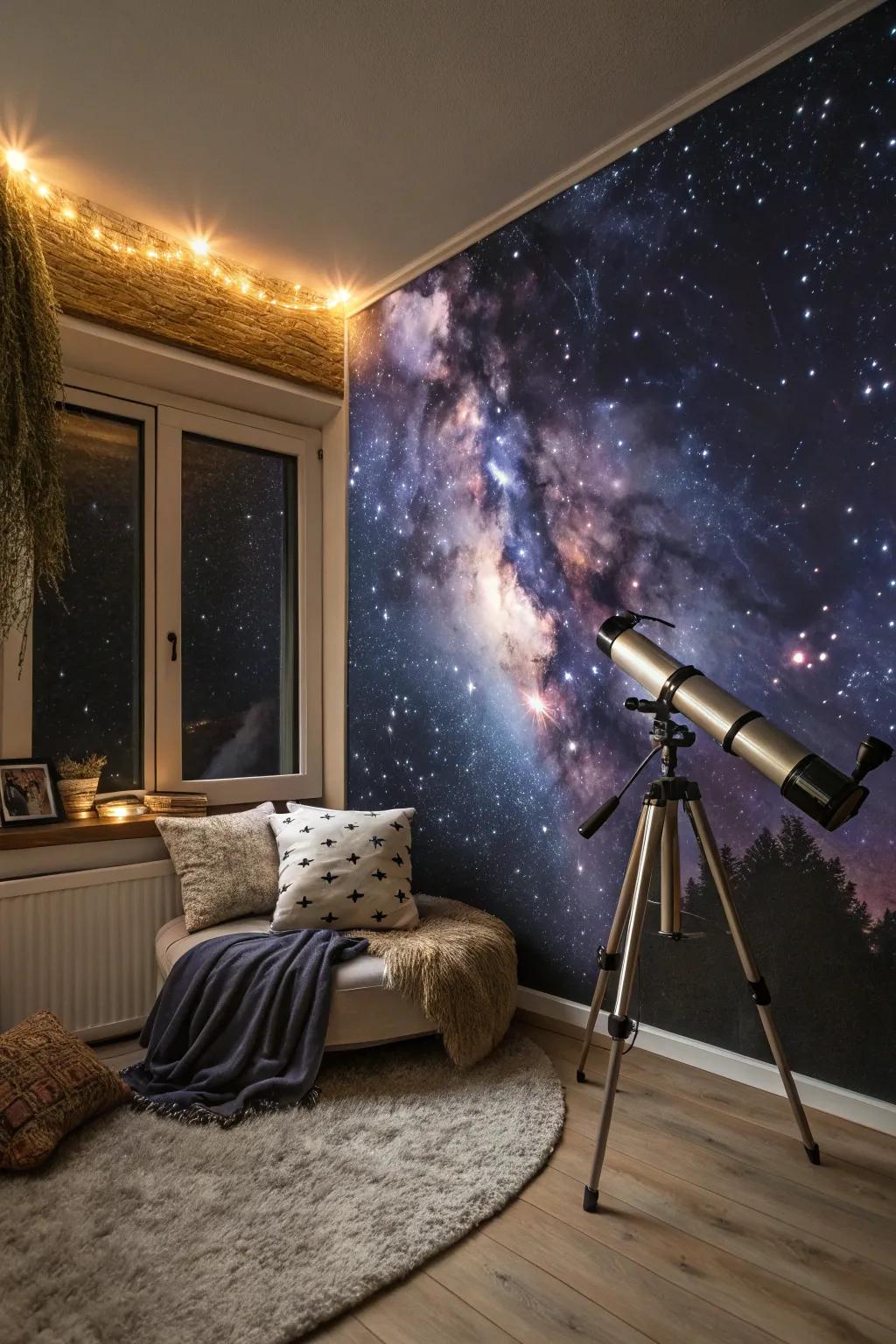 Explore the universe from your room with captivating cosmic wall wraps. #SpaceLovers #CosmicDecor #HomeInspiration