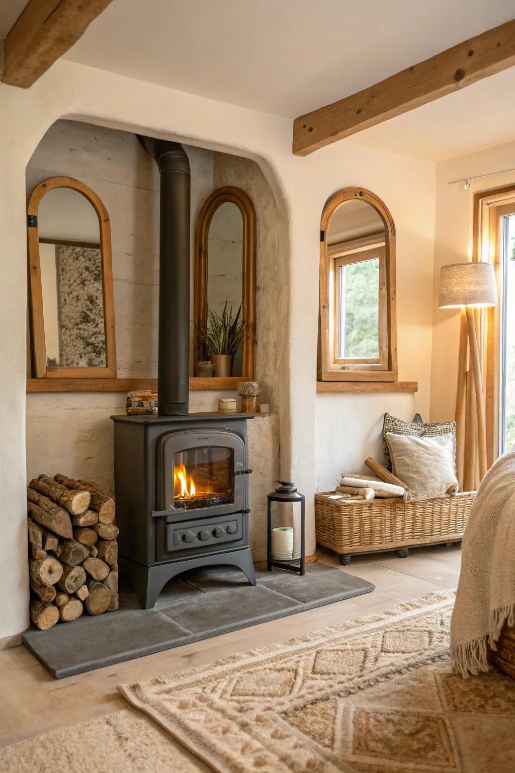 Mirrors around your alcove enhance light and space beautifully.