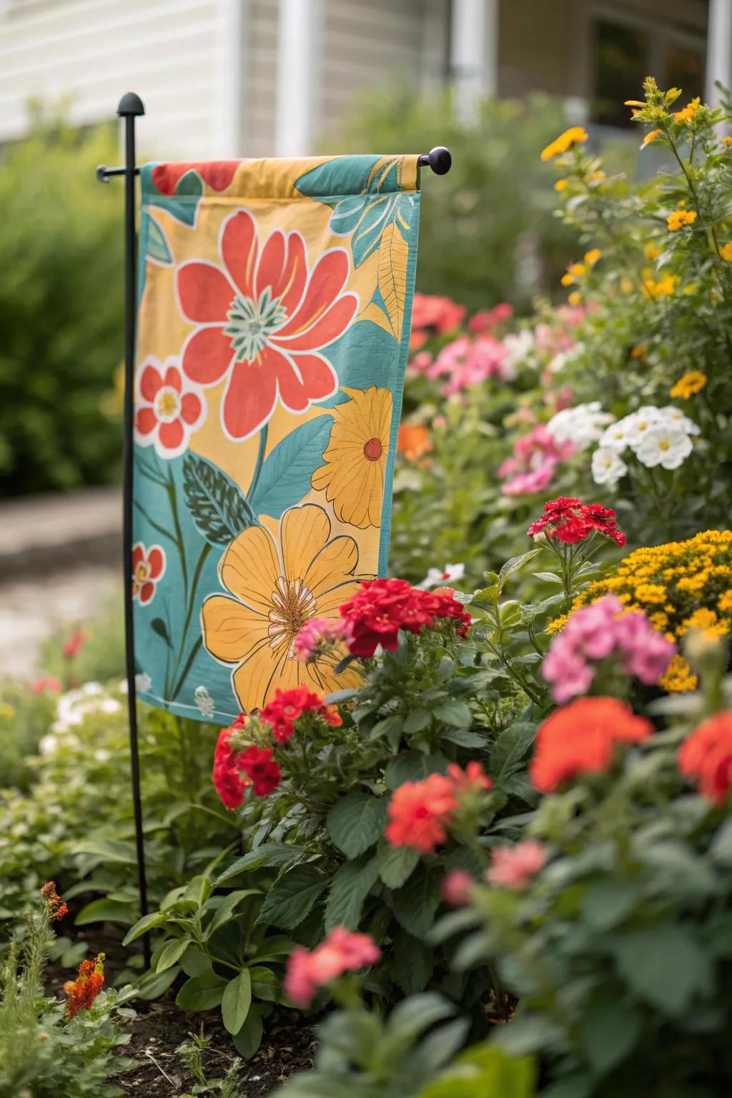Elevate your garden with floral flags that echo the natural beauty of your blooms.