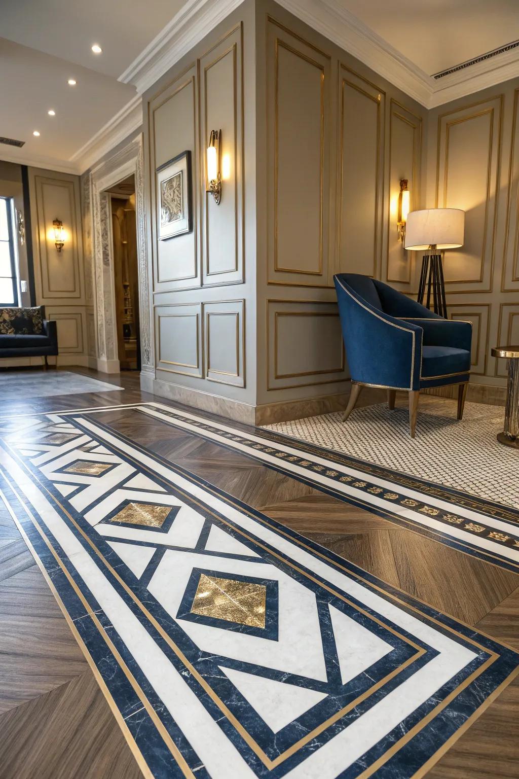 Make your space a work of art with geometric patterned moldings that offer a modern twist.