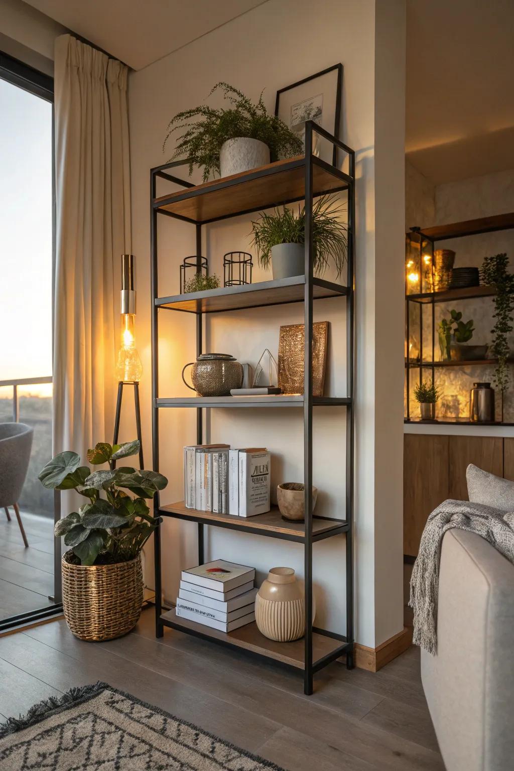 Maximize every inch of your space with corner shelving that adds function to forgotten areas.