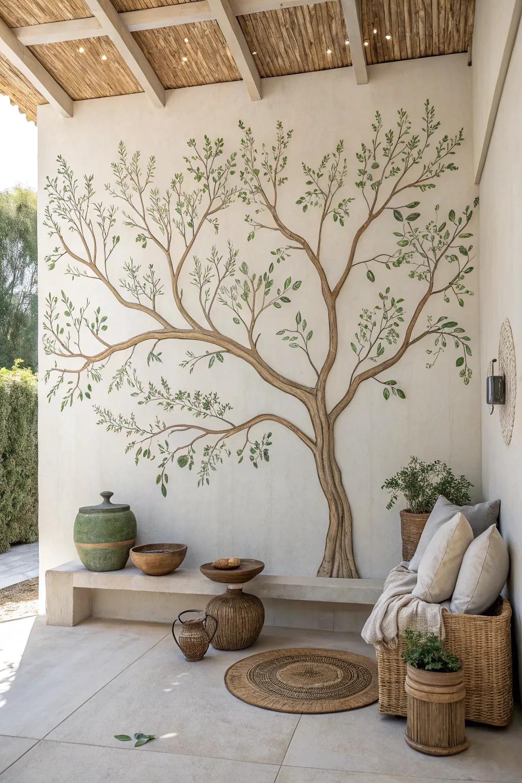 Bring the outdoors in with a branch and leaf wall tree, perfect for adding a natural touch to your decor.