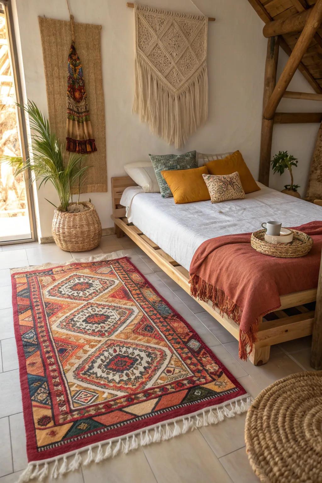 Embrace the eclectic with a bohemian-inspired bedroom full of personality. 🎨 #BohoStyle