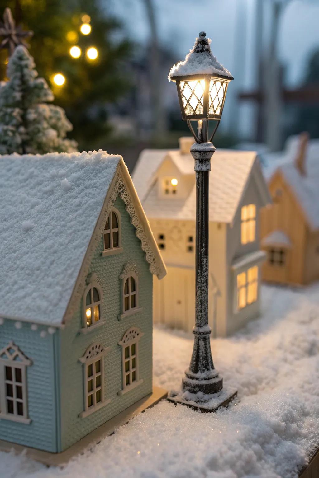 Step into a miniature wonderland with a winter village diorama that captures the magic of the season.