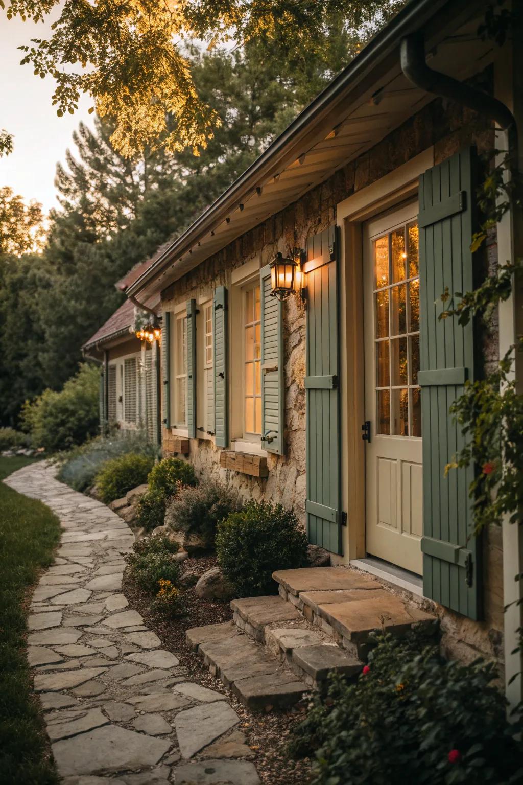 Elevate your home's exterior with quaint decorative shutters on your foundation.