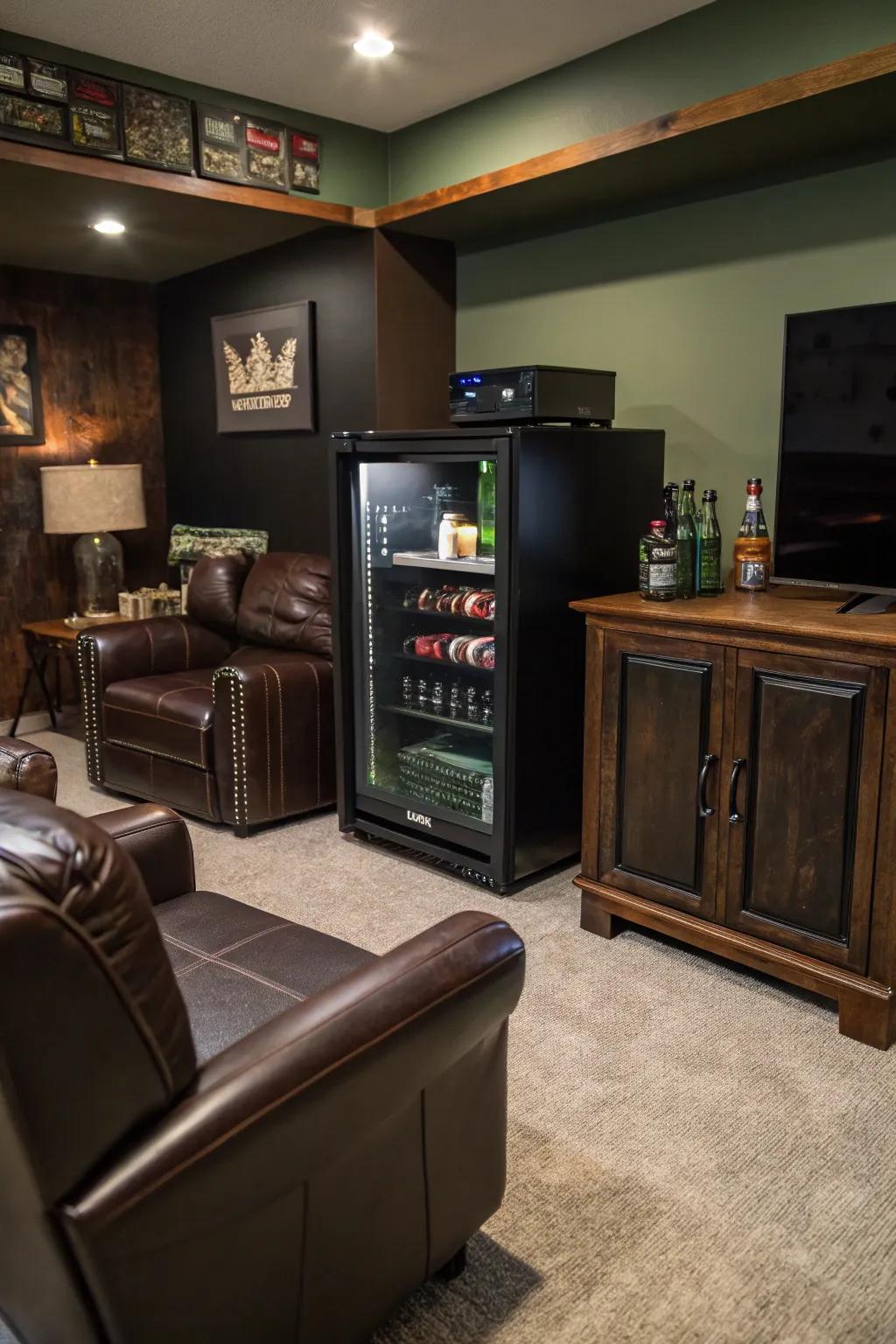 Keep your energy up with a mini fridge stocked with all your favorites. 🥤🍕 #GameNightEssentials #Convenience