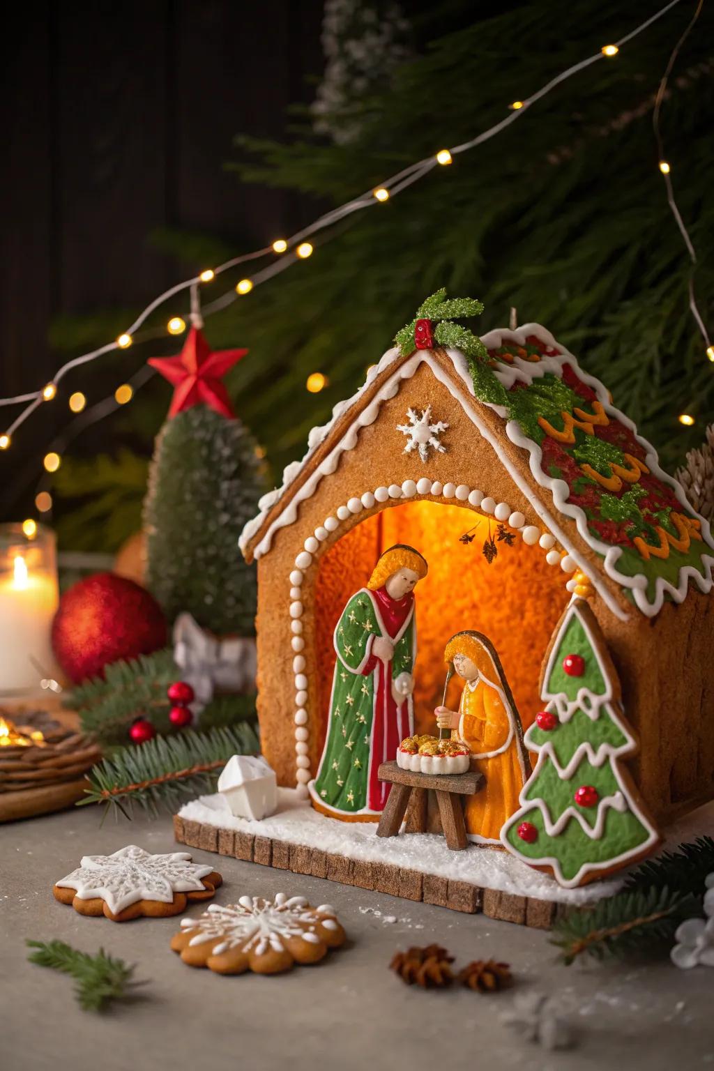 Bring the story of Christmas to life with a gingerbread nativity scene that adds sweetness and meaning.