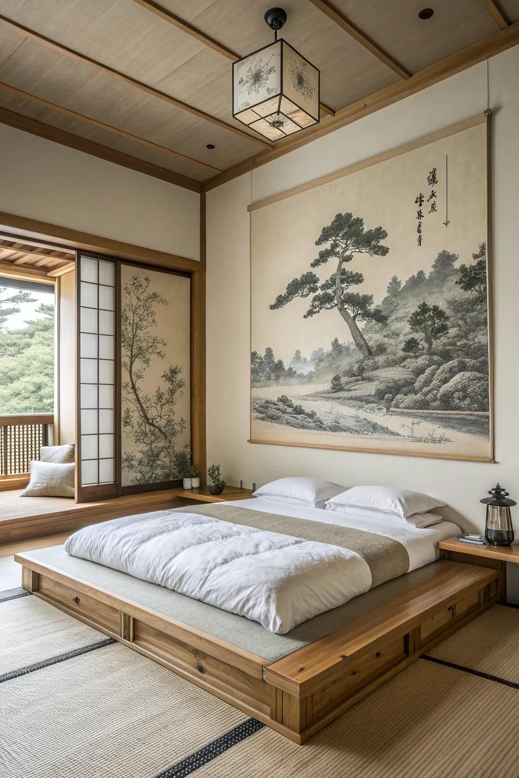 Discover the timeless beauty of ink paintings in your serene space.