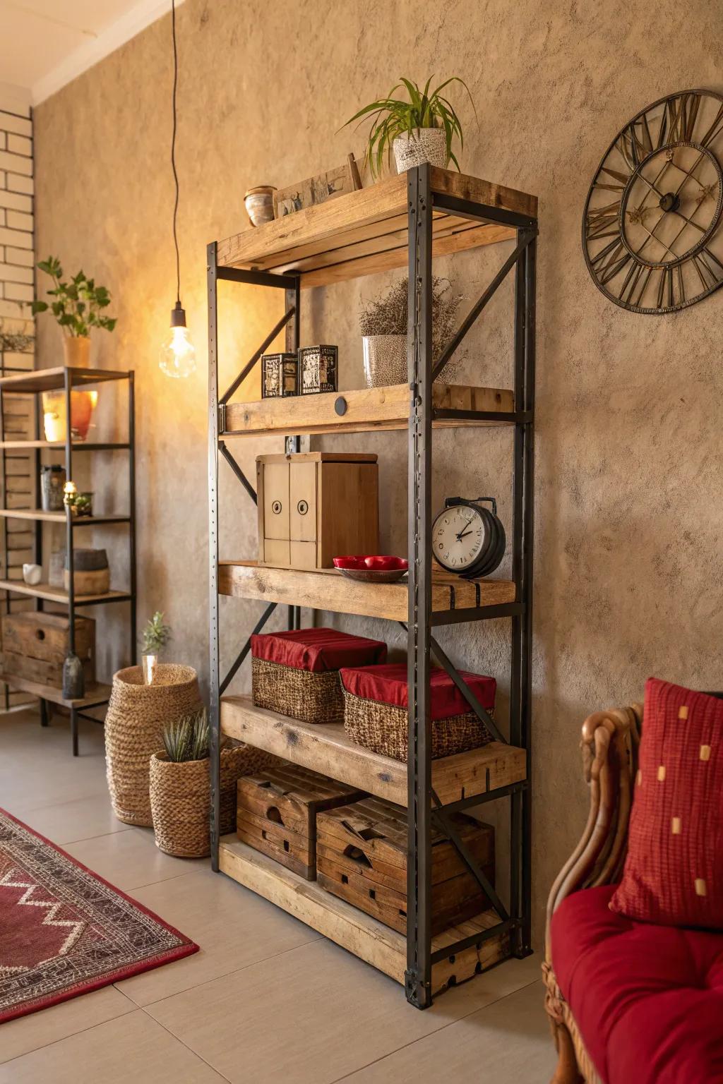 Infuse rustic charm into your storage with pallet shelving that’s both stylish and sturdy.