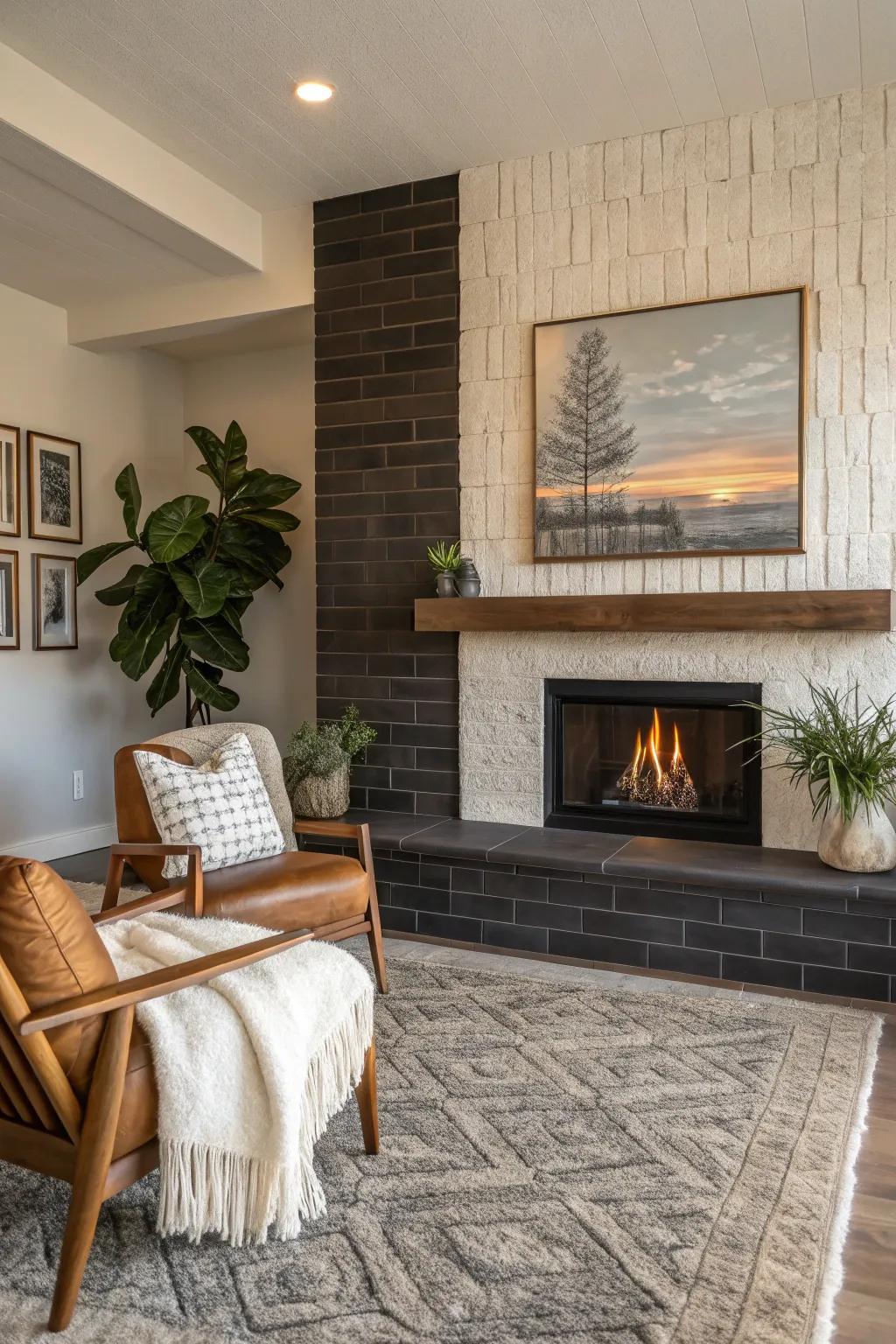 Add texture and character with faux brick or tile for a chic, industrial vibe.