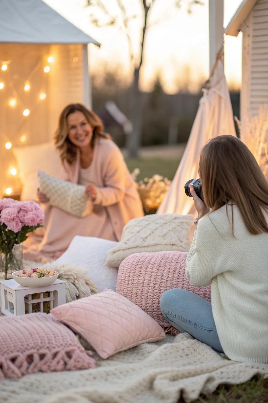 Have fun capturing beautiful moments with mom in a home photo shoot. 📸 #PhotoShoot #CaptureTheMoment