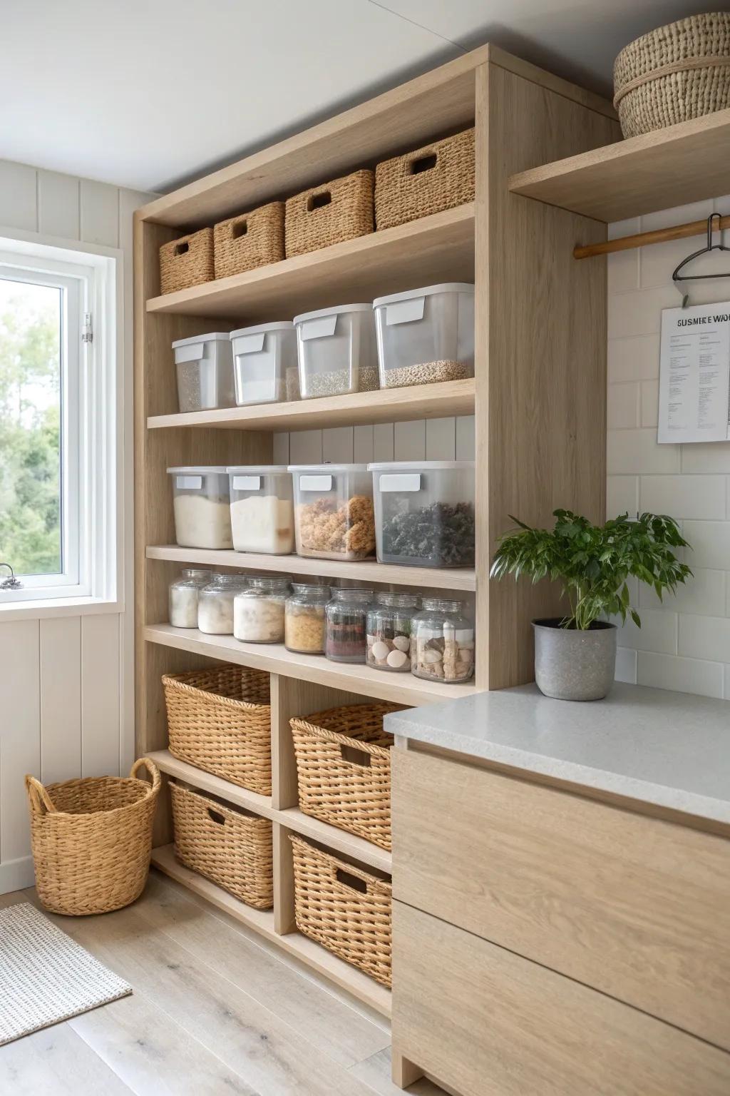 Stay organized with clear containers that make finding what you need a breeze.