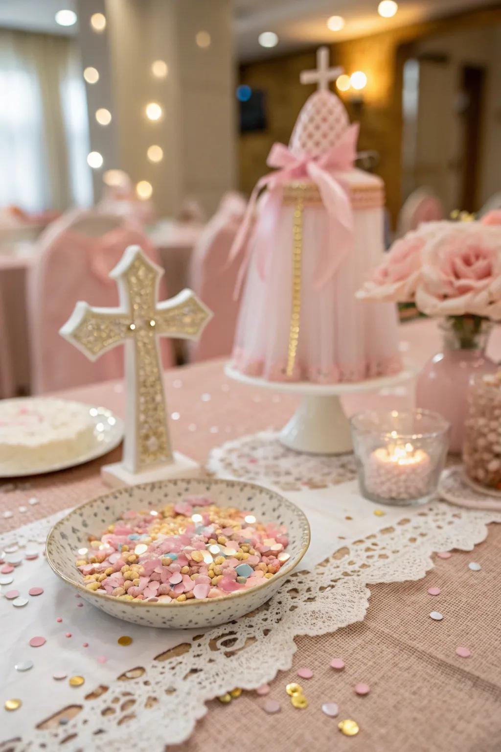Elevate your tables with a sprinkle of confetti, adding a playful sparkle to your celebration.