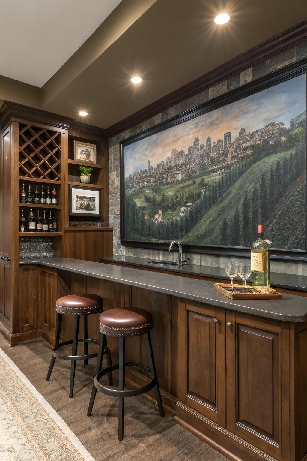 Transport your guests with a themed mural that adds drama and a sense of place.