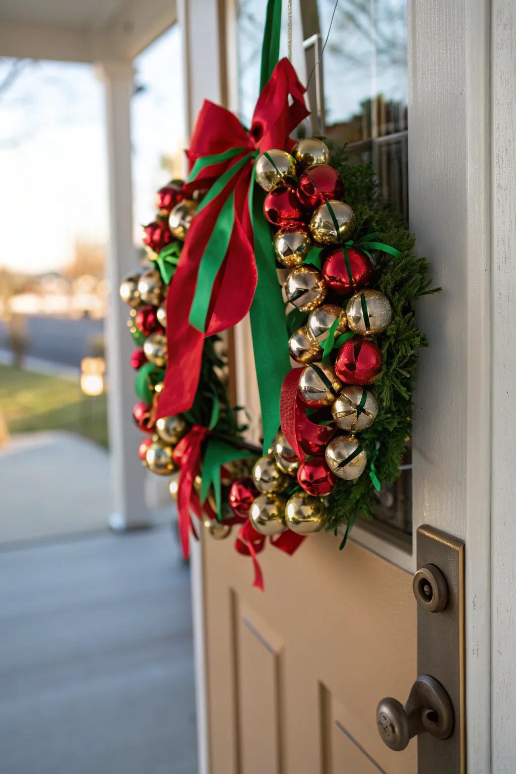Welcome guests with a musical jingle bell wreath that adds festive cheer to your home.