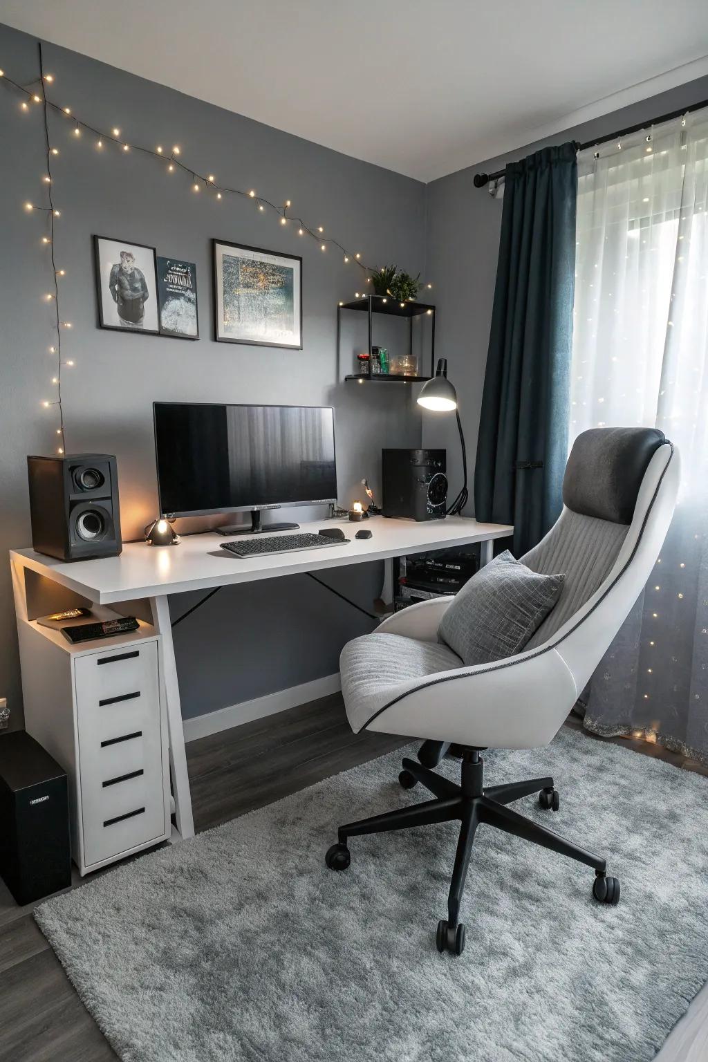 Simplicity meets elegance with a minimalist approach to your gaming space.