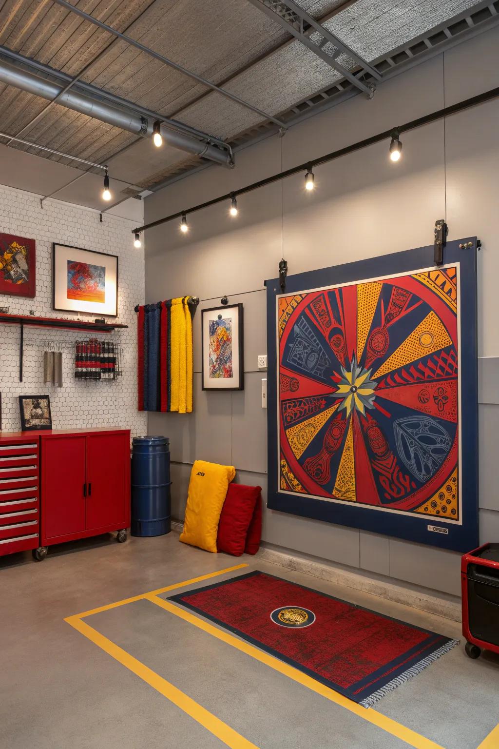Energize your garage with bold splashes of color that make a statement.