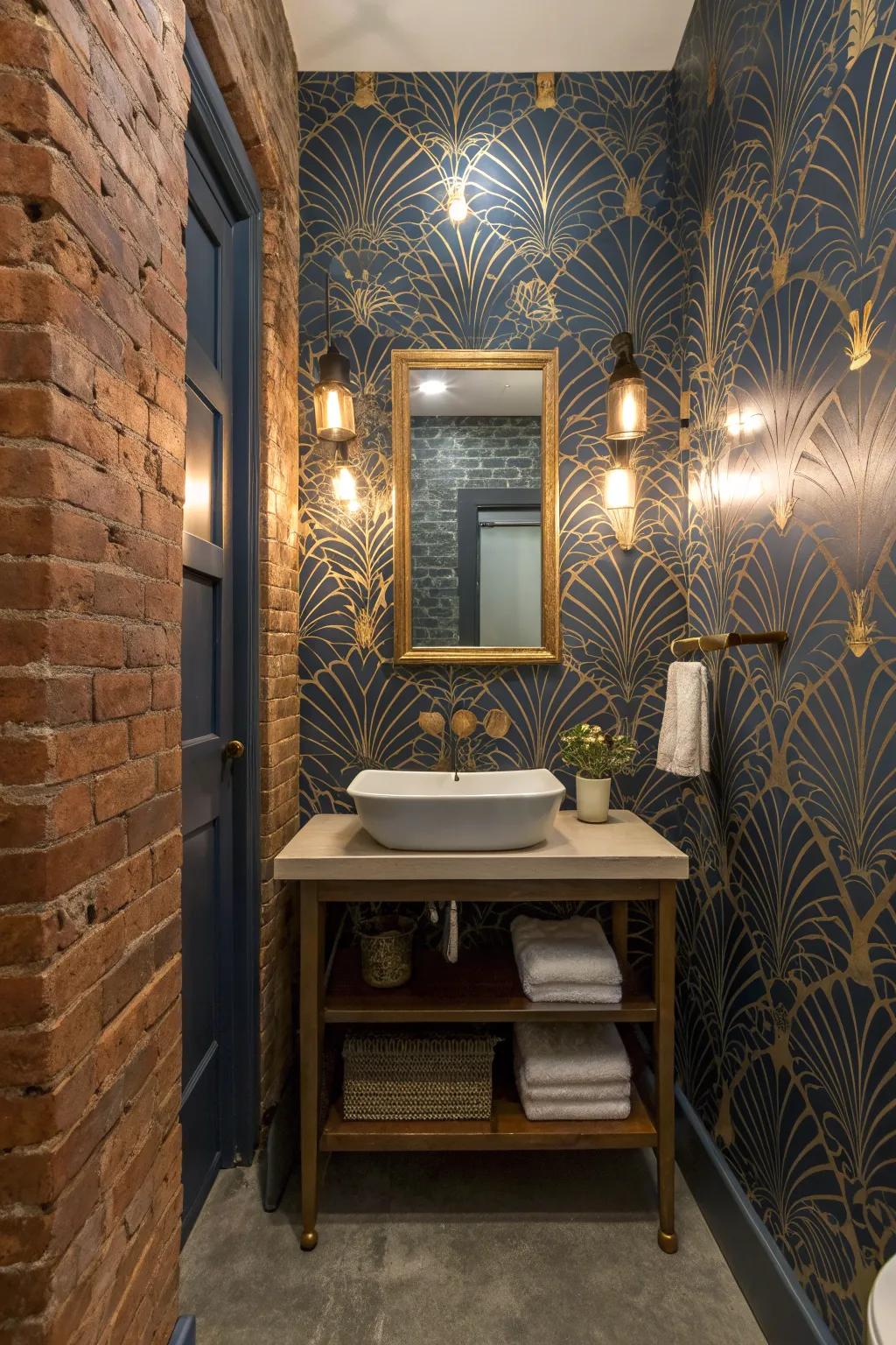 Wallpaper adds a splash of personality to your unique loft bathroom. 🎨 #WallpaperLove #DesignTrends